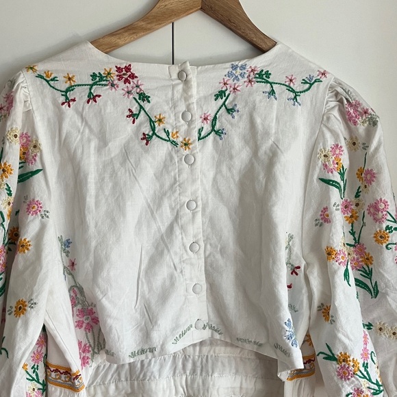 By Anthropologie Deep V Floral Mini Dress Size Large NWT - Picture 6 of 15